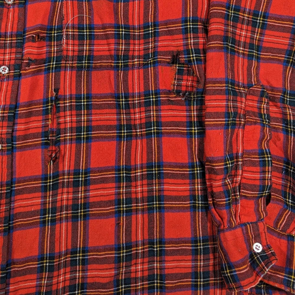 Vintage 60s Brooks Brothers Wool Blend Flannel Shirt Men's Large Plaid Red - Picture 6 of 8